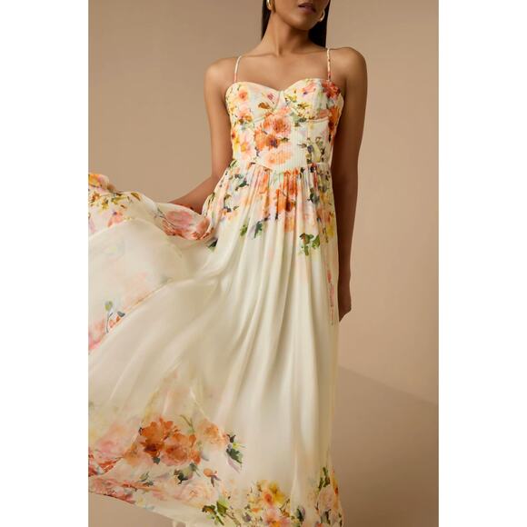 HEMANT AND NANDITA Corsetted Long Dress in Ivory Floral - Picture 1 of 12